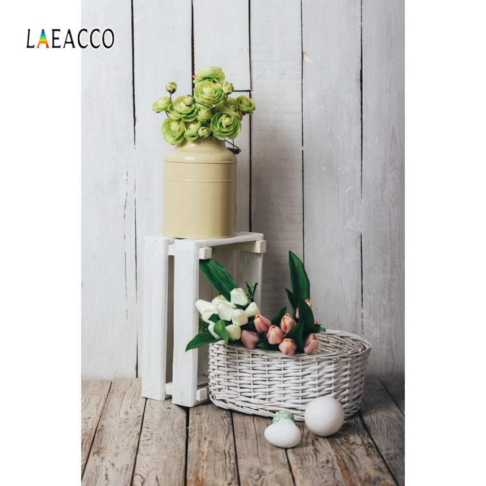 Laeacco Пасхальный Фотофон деревянная стена пол Фото фоны фотографии яйца цветы