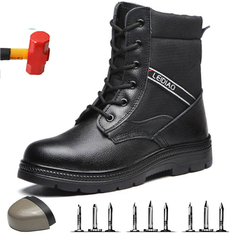 

Winter Plus Velvet Thick Warm Steel Toe Cap Labor Insurance Shoes Outdoor Non-slip Men's Boots Smash-proof Puncture Work Shoes