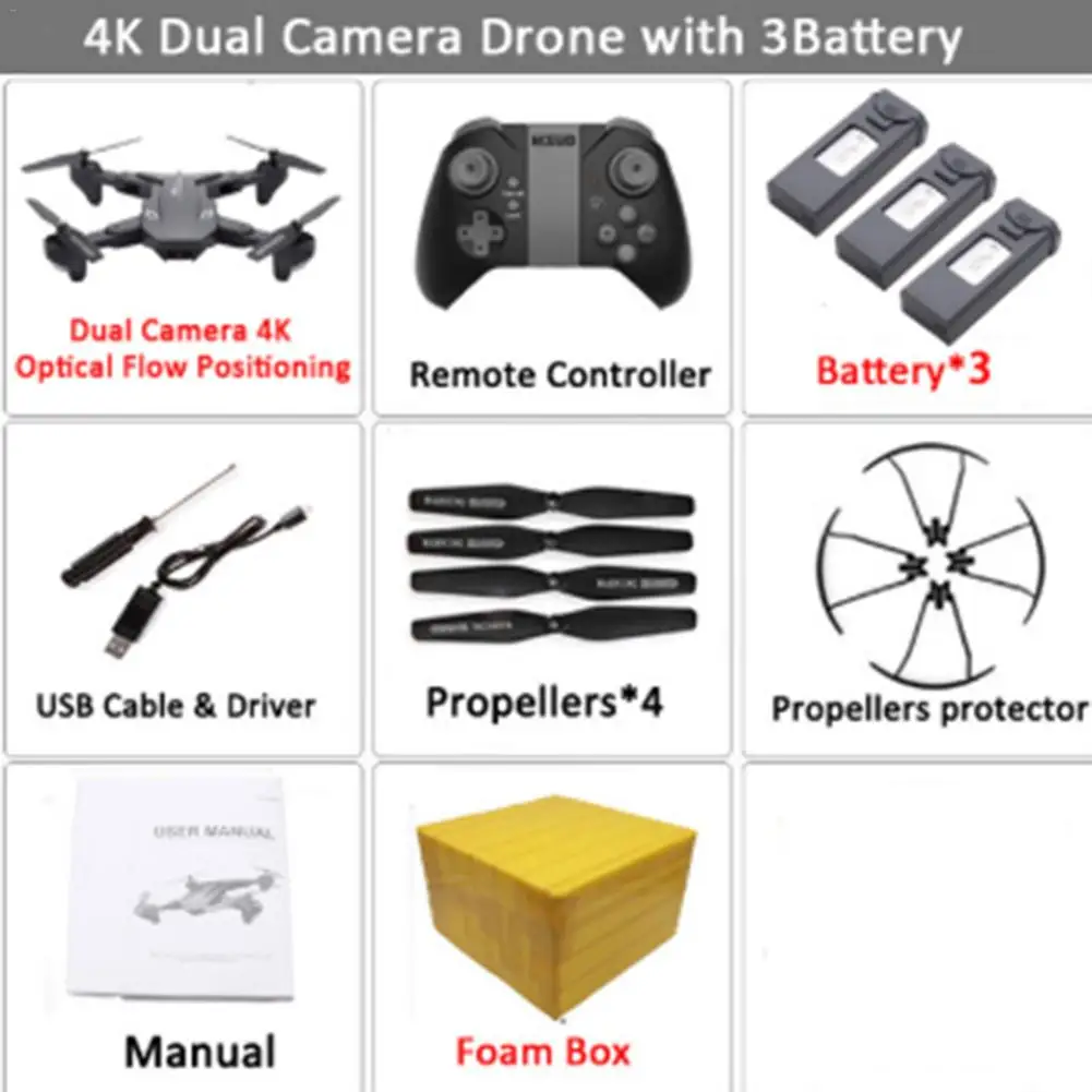 WiFi FPV RC Дрон 4K двойная камера оптический поток 1080P HD Двойная камера воздушная видео RC Квадрокоптер самолет Квадрокоптер - Цвет: F
