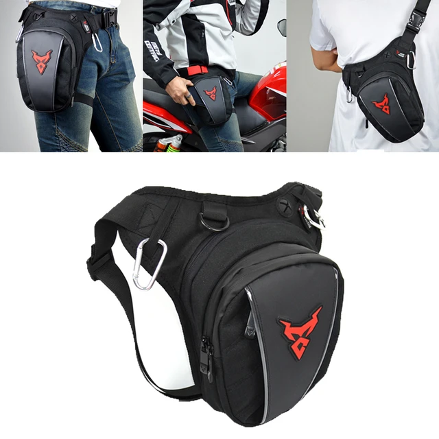 Borsa da moto nera con gamba a goccia marsupio marsupio marsupio  impermeabile borsa da moto Casual