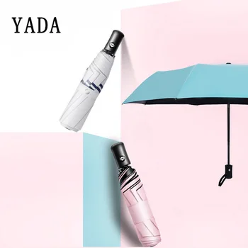

YADA Large Solid Automatic Umbrella Windproof Folding Rainy Umbrellas For Women Men Anti-UV Business Auto Umbrella Female YD292