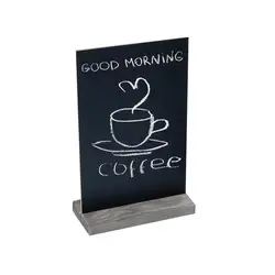 Tablero de mensajes de 22x15CM, Base de madera, etiqueta de precio de doble cara, Pizarras Negras más gruesas, carteles, tablero de notas