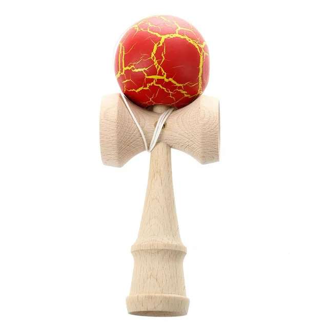 Crack Red Kendama умелый мяч для жонглирования 18 см полный трещины PU краска деревянный шар Kendama игра игрушка для отдыха на открытом воздухе Спорт - Цвет: Crack Red