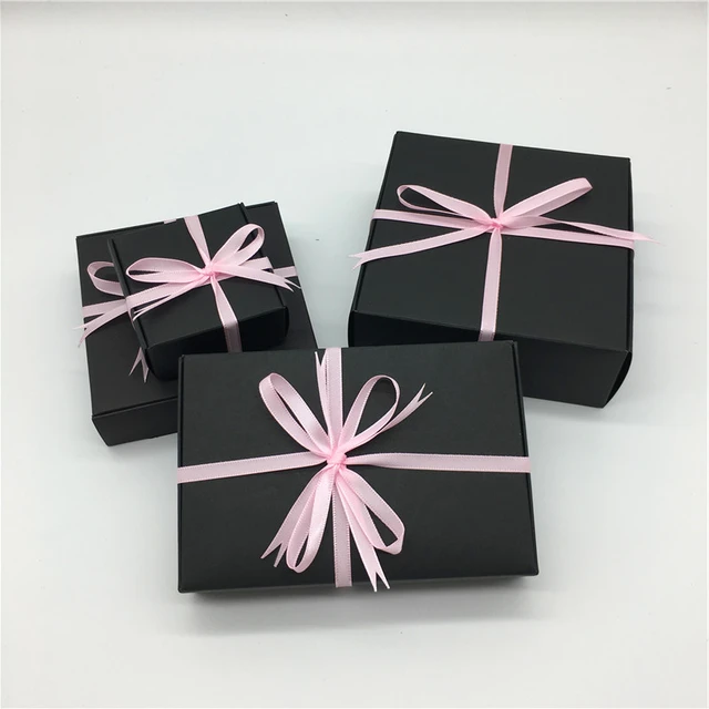 50pcs Black Gift Paper Box +100y Pink Ribbon,portable Birthday Gift Storge  Candy Romantic Wedding Boxes - Gift Boxes & Bags - AliExpress