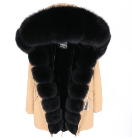 Зимнее новое пальто с натуральным мехом, датский большой Лисий мех, подкладка из искусственного меха, модная длинная парка, Толстая теплая женская одежда - Цвет: 23