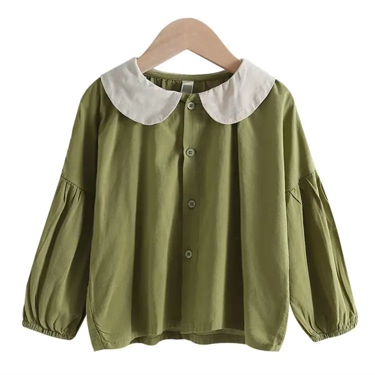 Блузка WLG для маленьких девочек детская рубашка с круглым воротником и длинным