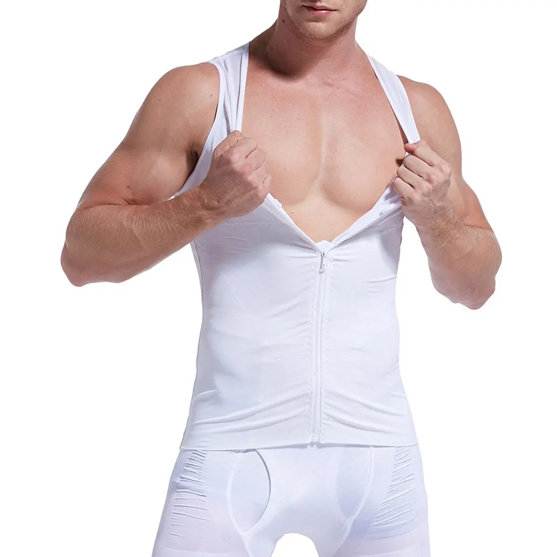 Men Shaper Corset For Man Slimming Waist Trimmer Zipper Body Shaper Control Belly Tops Abdominal Vest