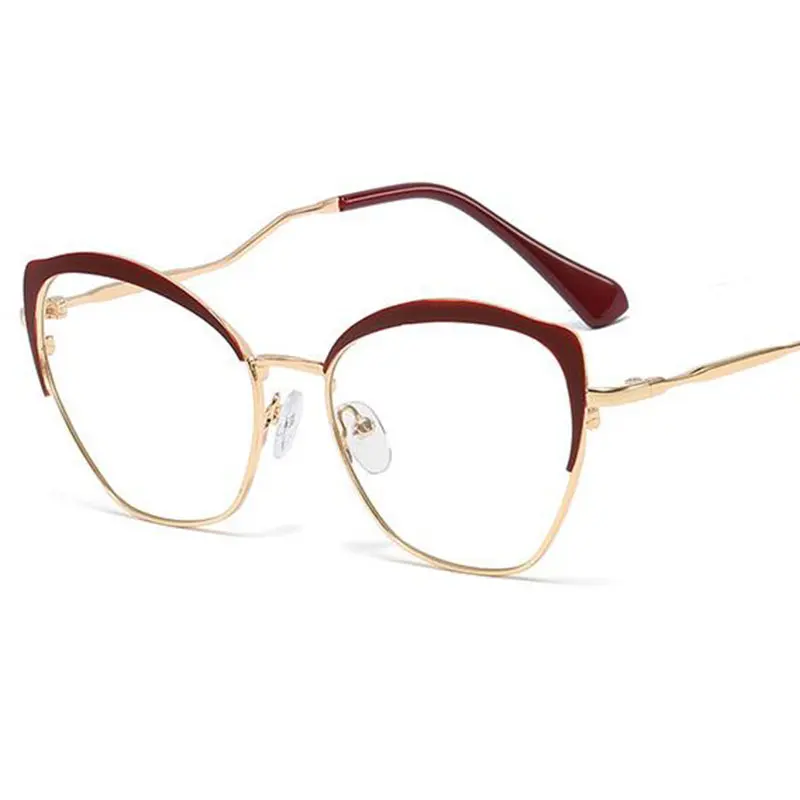 Модные металлические оправа для очков в стиле кошачьи глаза женские очки прозрачные очки близорукость Nerd женские очки высокое качество очки