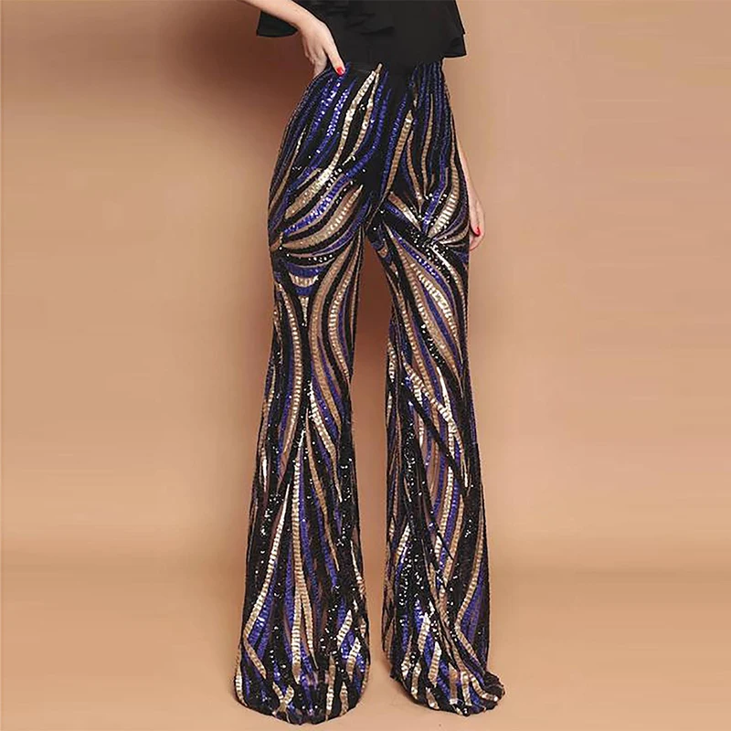 Sequin Black Trousers Women Sexy High 