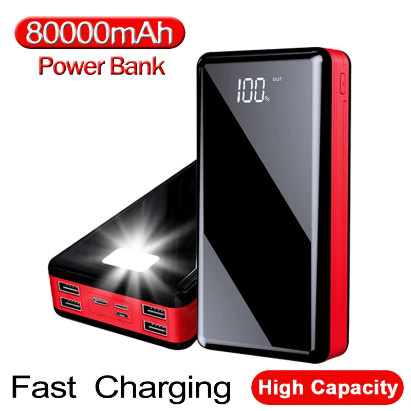 65w power bank 50000mAh Mini Power Bank with Digital Display Portable Charge Powerbank Built In Cables External Battery Fast Charger For iPhone samsung battery pack