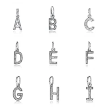 Оригинальные бусины из стерлингового серебра 925 Подвески с A-Z буквами, подвески с алфавитом, подходят для браслетов Pandora, для женщин, сделай сам, изготовление ювелирных изделий