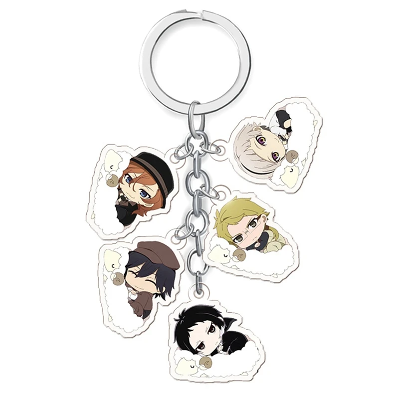 Anime Key Chain Bungo Stray Dogs Atsushi Dazai Akutagawa Chuya Rabbit Acrylic Keyring Keychain