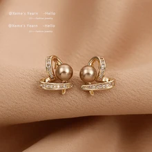 2022 nowe klasyczne małe serce szampana perła złote kolczyki biżuteria koreańska wesele dla Womans Party luksusowe akcesoria tanie tanio Taoya Ze stopu miedzi CN (pochodzenie) Kolczyki-sztyfty Kobiety Klasyczny Symulacja perły moda Wypychane