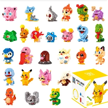 

Anime Pocket Monster Pikachu Koffing Psyduck Poliwhirl Meowth Mudkip Piplup Diamond Mini Building Small pokemon Blocks Toy