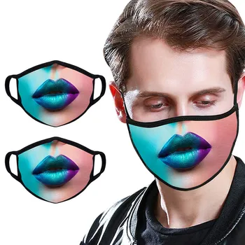 

2PCS 3D Printed Face Maske Novelty Cosplay Half Face Cover Reusable Washable Windproof Dustproof Maska For Women Men Mondkapjes