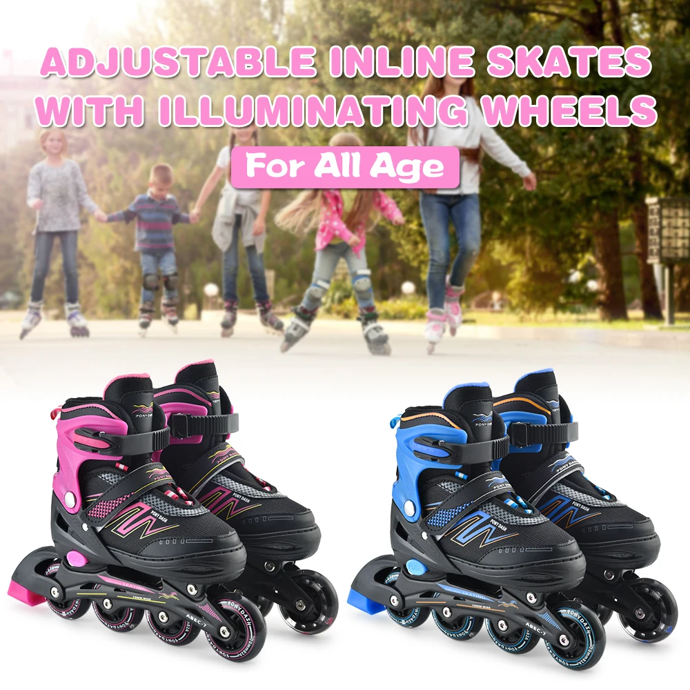 Регулируемые роликовые коньки Профессиональные роликовые коньки обувь с освещающими колесами для детей мальчиков девочек дамы