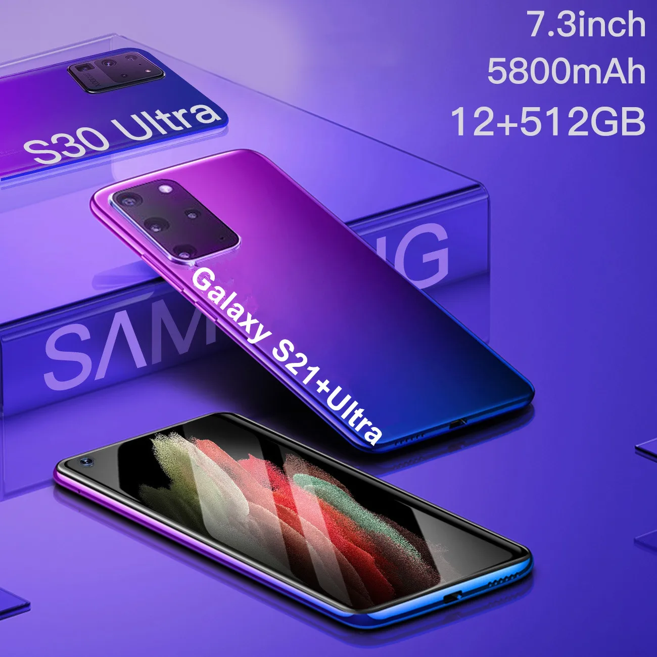 Galay S21+ Ultra 5G 7.3 Inch Smartphone 5000mAh Aandroid 10.0 Unlock Global Version 16MP+32MP 12GB+512GB Mobile Phone Telefon
