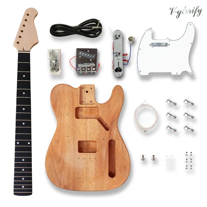 TL elctric guitar body kit with all accessories okoume wood body maple ST neck unfinished project DIY guitar parts