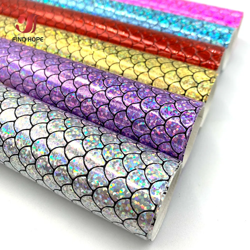 Sparkle Mermaid Fabric PU Faux Leather DIY Craft Brooch Bows GIFT Handmade Earring Craft Making Decoration Material Upholstery