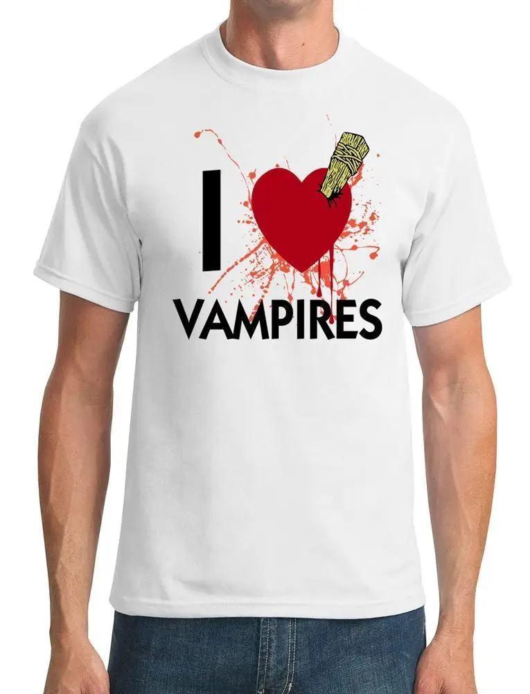 I Love Vampires Funny men s футболка классная Повседневная pride Футболка Мужская Унисекс