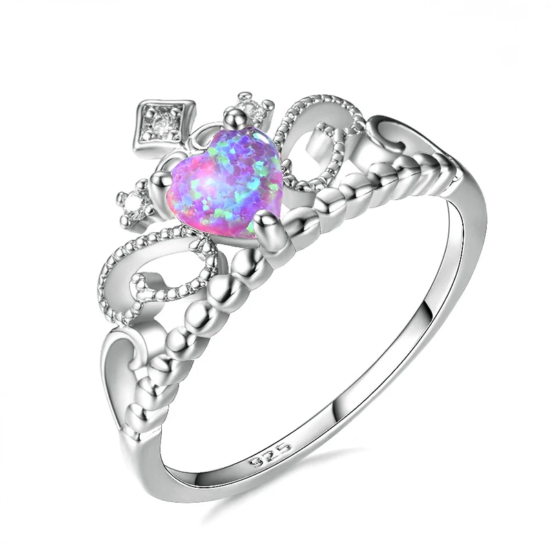 purple Bague Ringen серебро 925 ювелирные изделия Новые горячие продажи кольца для женщин Opel Crown Свадьба День рождения Празднование памятный подарок - Цвет камня: purple