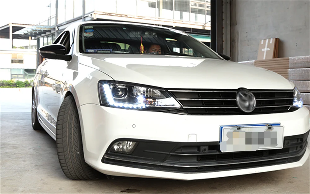 Пара для jetta светодиодный фары 2012- jetta HID фары биксеноновые фары Противотуманные фары Дневные ходовые огни двойные линзы