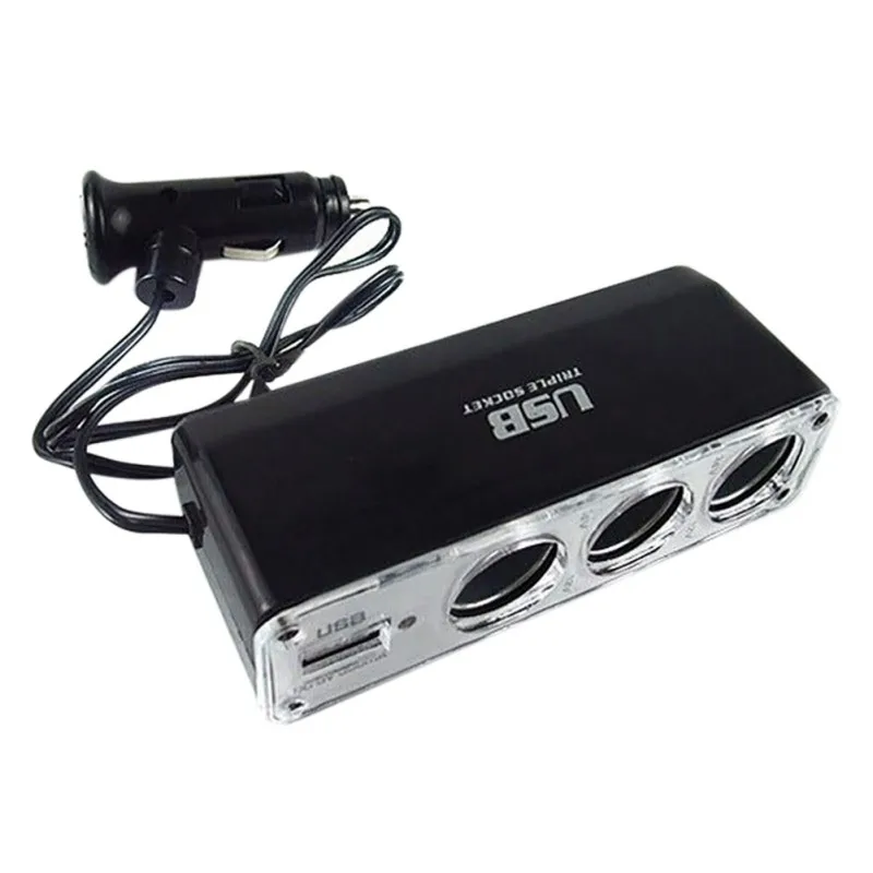3 гнезда расширитель для автомобильного прикуривателя Разветвитель и 1 USB порт автомобильное зарядное устройство аксессуары для интерьера