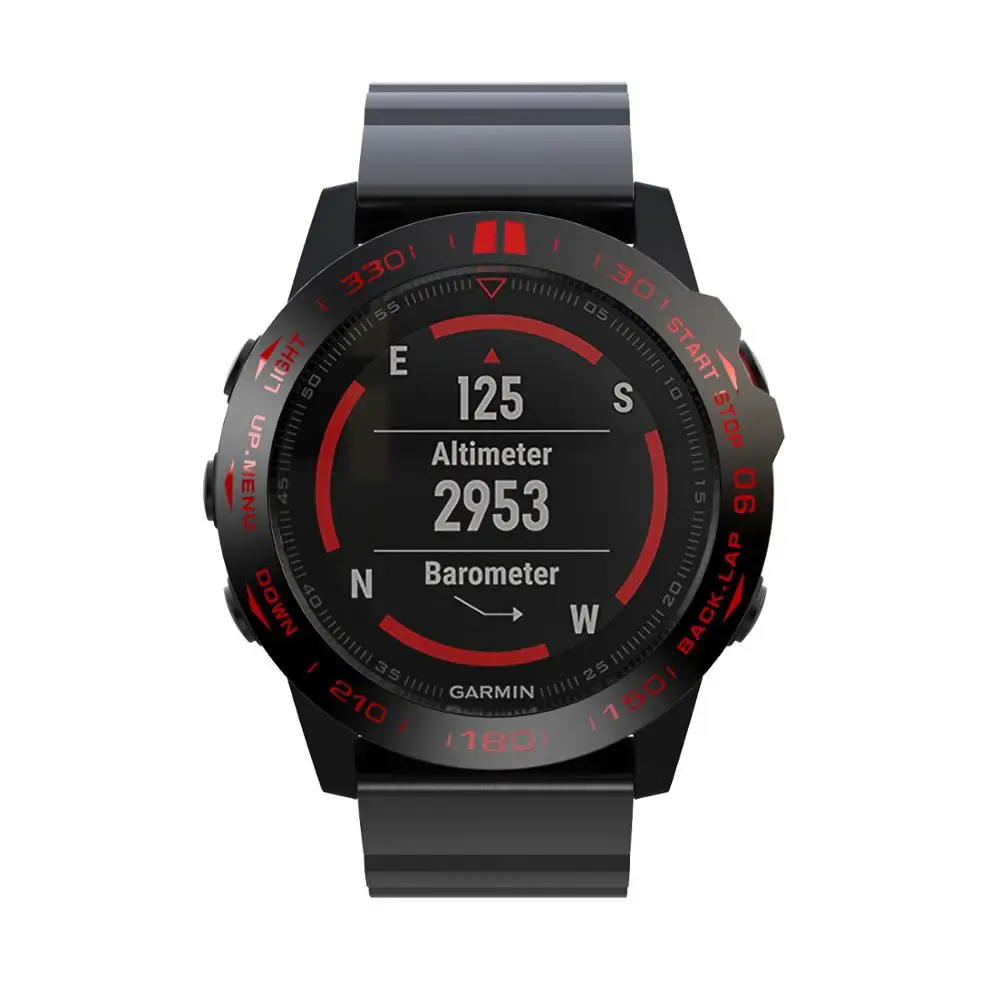 Для Garmin ДЛЯ Fenix 5X Fenix 3 3HR Часы Ободок кольцо клейкая крышка чехол из нержавеющей стали умные часы аксессуары защитная рамка - Цвет: B-Black red
