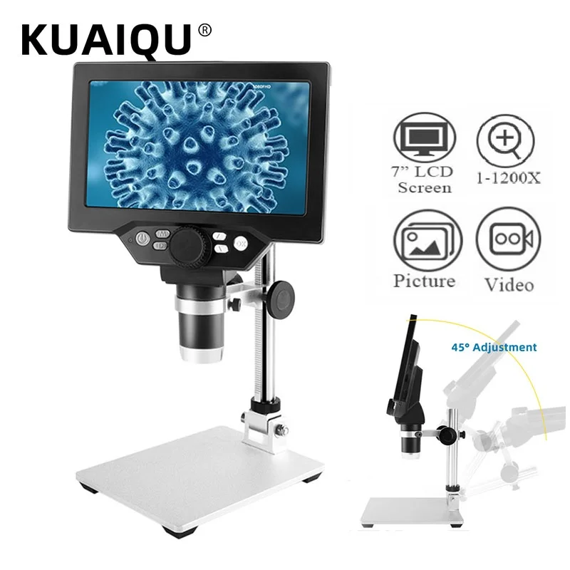 US $67.99 Digital Video Microscope Electronic 1200X 7 inch HD LCD Continuous Amplification Soldering Microscope Phone Repair MagnifierTooL