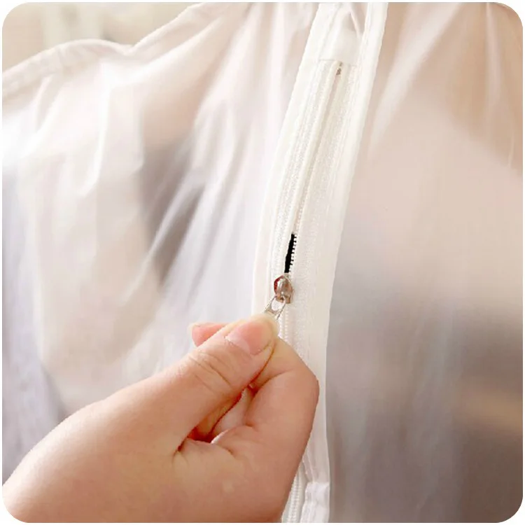 Semi-Permeable White PEVA Environmentally Friendly-Washing Visual Clothes Suit Dust Cover Hanging Bag-Washing No Peculiar Smell