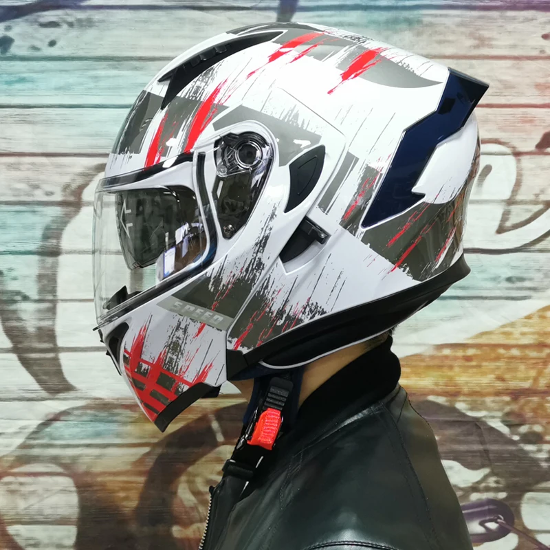 

New Motorcycle Men's and Women's Visor Double-lens Rear Wing Semi-full Cover Personality Four-season Bluetooth Slot