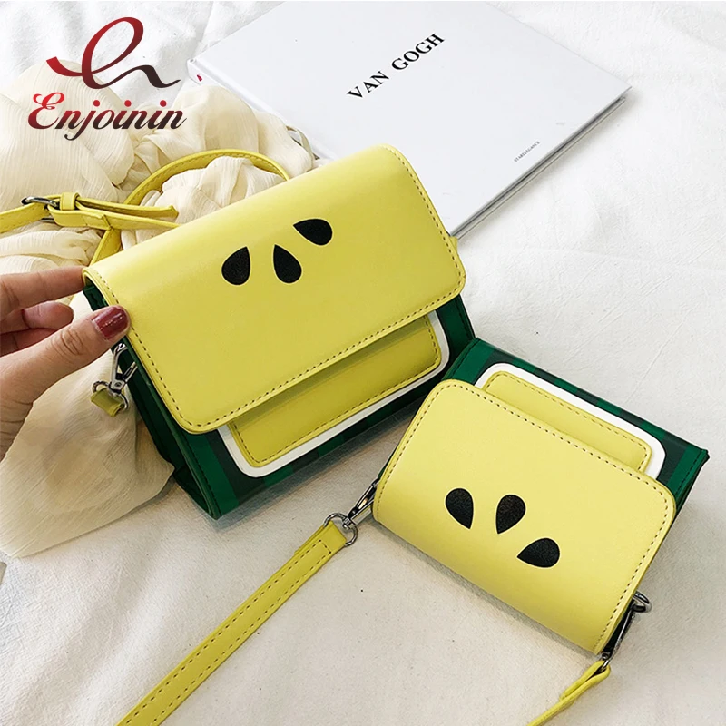 y bolsos de mano para mujer joven, Mini Bolsa cruzada con patrón sandía amarilla y roja|Bolsos de hombro| - AliExpress