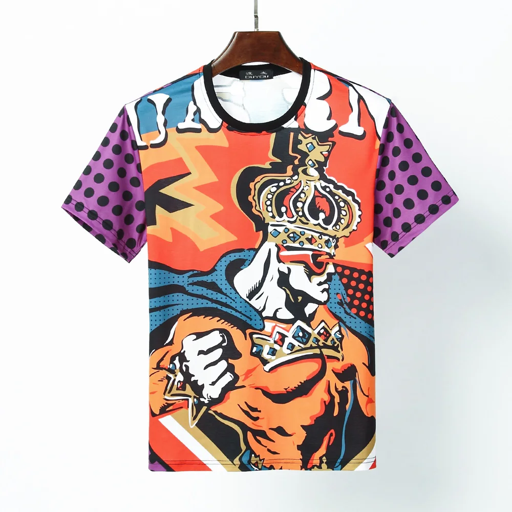 DUYOU 2020ss мужские дизайнерские футболки с принтом Angry King, летние футболки с коротким рукавом в стиле хип-хоп, хлопок, топы, футболки, уличная одежда - Цвет: Оранжевый
