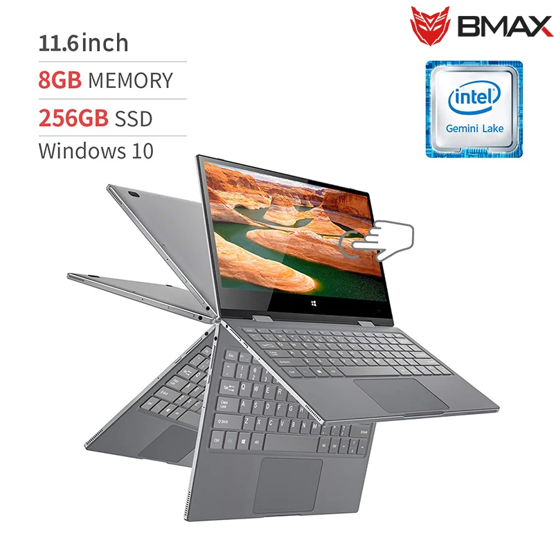 BMAX Y11 Laptop 11.6 Inch Quad Core Intel N4120 1920*1080 IPS Screen 8GB LPDDR4 RAM 256GB SSD ROM Notebook Windows10