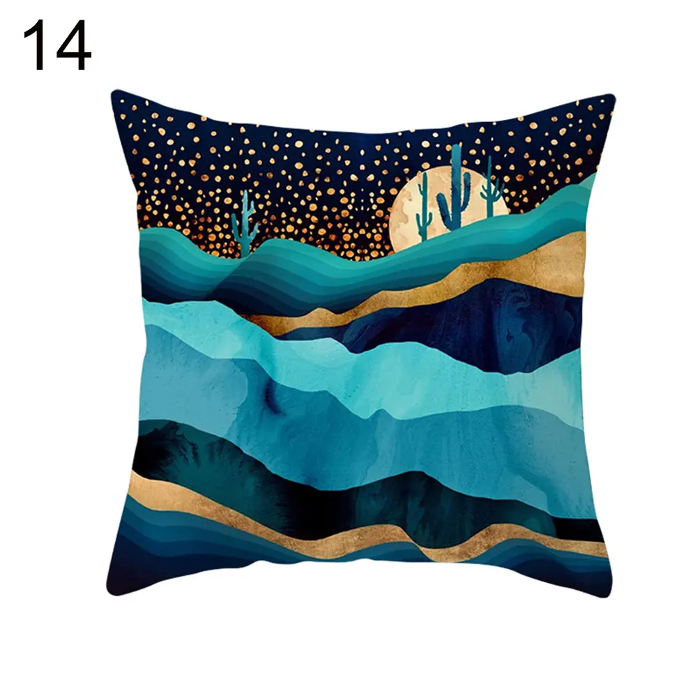 Чехол для подушки с изображением солнца, луны, леса, горного пейзажа, наволочка для дивана - Цвет: 14
