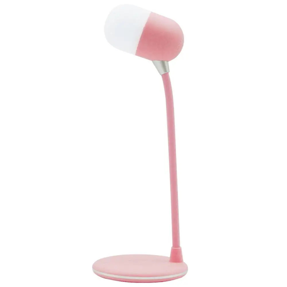 Pink Новинка, Прямая поставка, многофункциональная беспроводная зарядка для мобильного телефона, Bluetooth, аудио настольная лампа, защита глаз, настольная лампа для учебы - Цвет корпуса: Pink