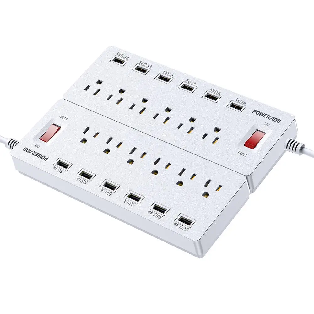 Poweradd Power Strip Electrical Socket 1250w 6 Outlet Power Strip Surge