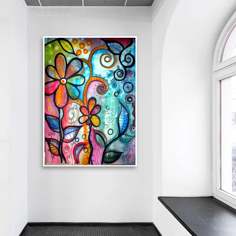 

Abstract Colored Flowers Canvas Paintings Wall Art Prints Poster Living Room Decor Decorative Paintings On The Wall Home Decor