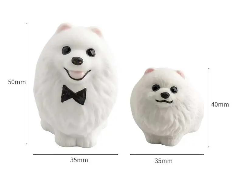 Miniature Pomeranian Pom Dog Handcraft Animal Figurine Ceramic lie flat Black 2 
