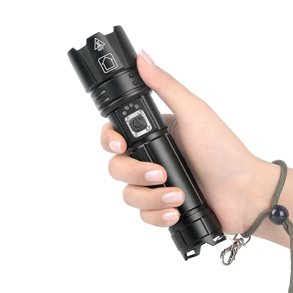 12000LM Ultra Powerful XHP70.2 LED Flashlight USB Rechargeable Tactical Light 5 light mode26650 Waterproof camping torch