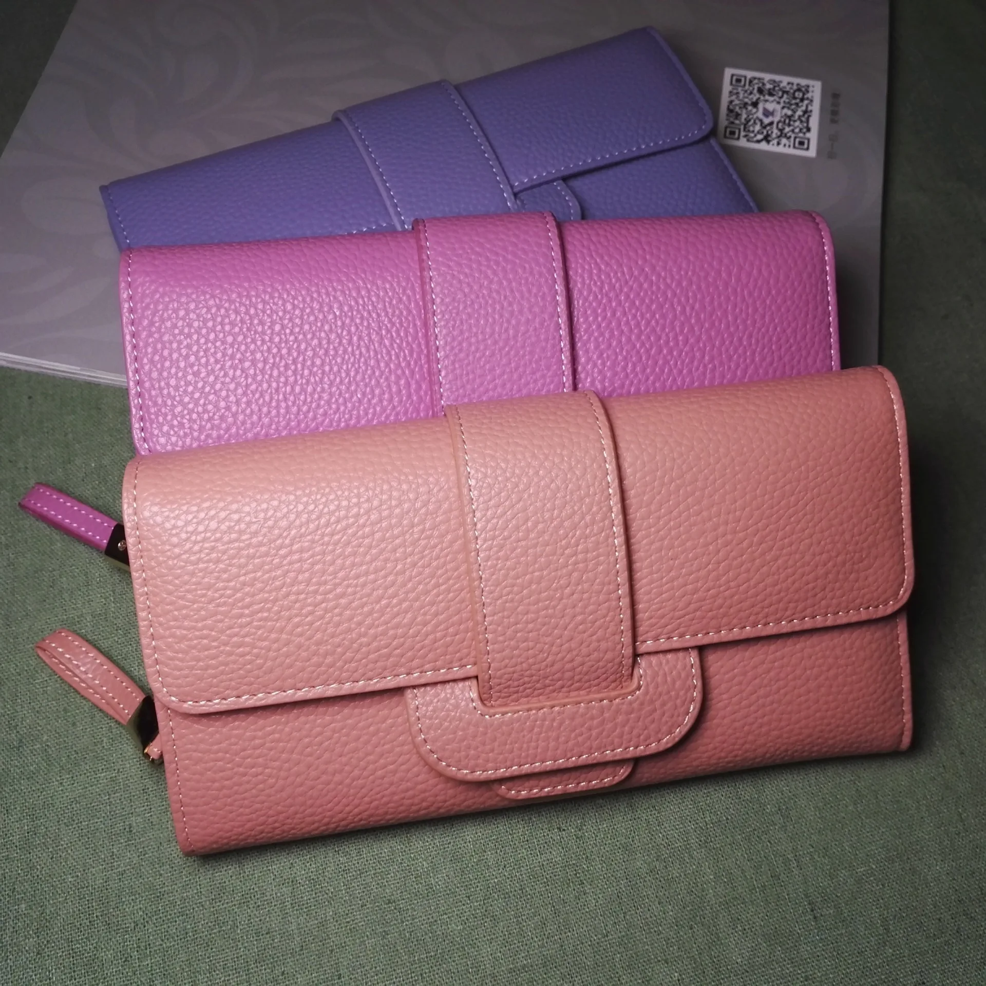 

2017 New Style Korean-style Three Fold Long Wallet Litchi Grain Large Capacity Zipper Hasp-Style WOMEN'S Handbag Bag