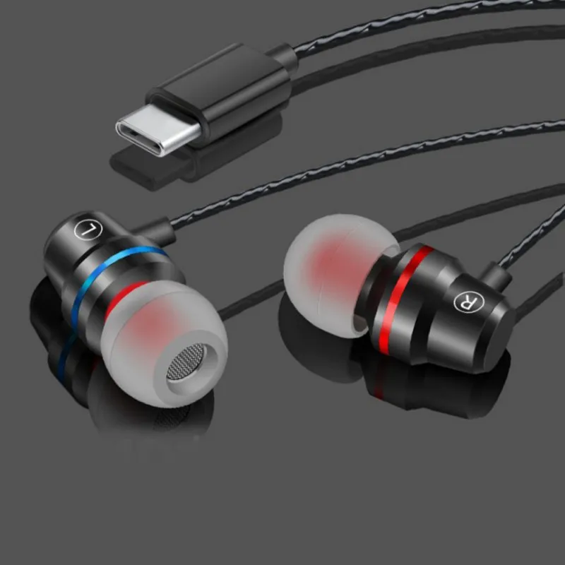 

Type-C Earphone Intelligent Wire Control In Ear Headset with Micphone For Smart Phones Headphons
