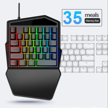 

One-Handed Keyboard RGB Gaming Keyboard +Gaming Mouse Kit 35-Key LED Left Hand Mini Keypad for Mobile Game