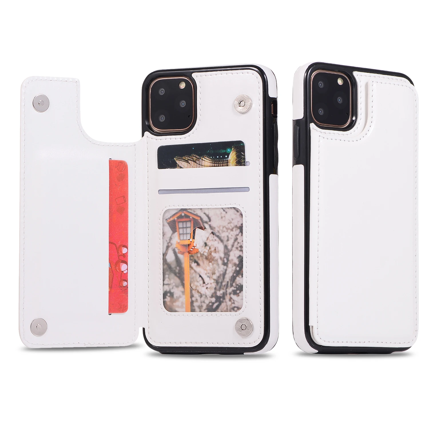 White Роскошный чехол-портмоне для iphone 5 5S 6 6s 7 8 Plus кожаный задний чехол с подставкой, с отделением для карточек для iphone X XR XS Max 11 Pro Max Phone Cover Capa - Цвет: White