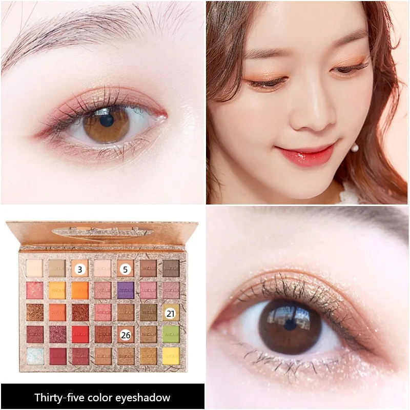35 Colors Waterproof Long Lasting Highly Pigmented Glitter Eyeshadow Makeup Glitter Shiny Eyeshadow Palette Waterproof Cosmeti