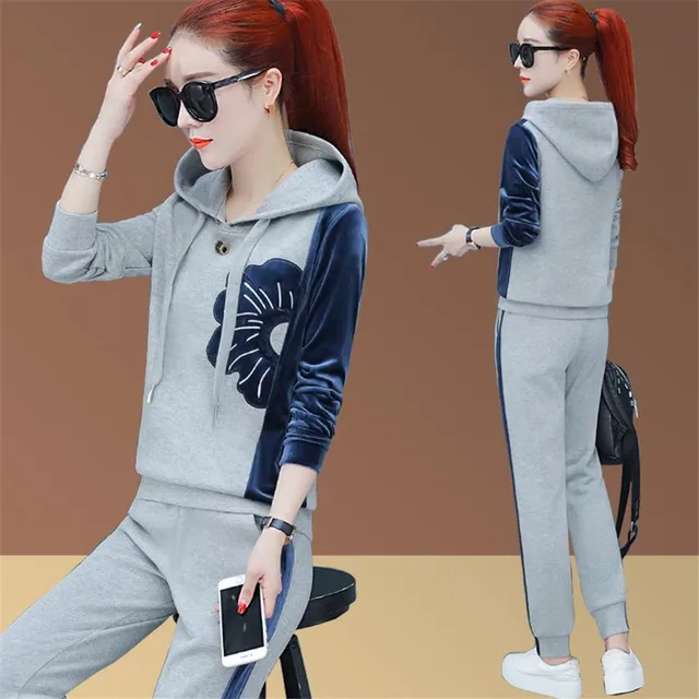 US $21.30 Leisure Women sports suit Spring autumn New 2 piece set womens clothing sets Large size ladies tra
