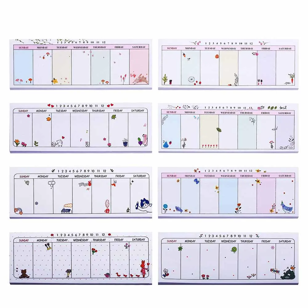 

Self-Adhesive Tabs Memo Pad Cute Weekly Planner Memo Pad Sticky Note Kawaii Paper Sticker Pads Post Note (Random Delivery)