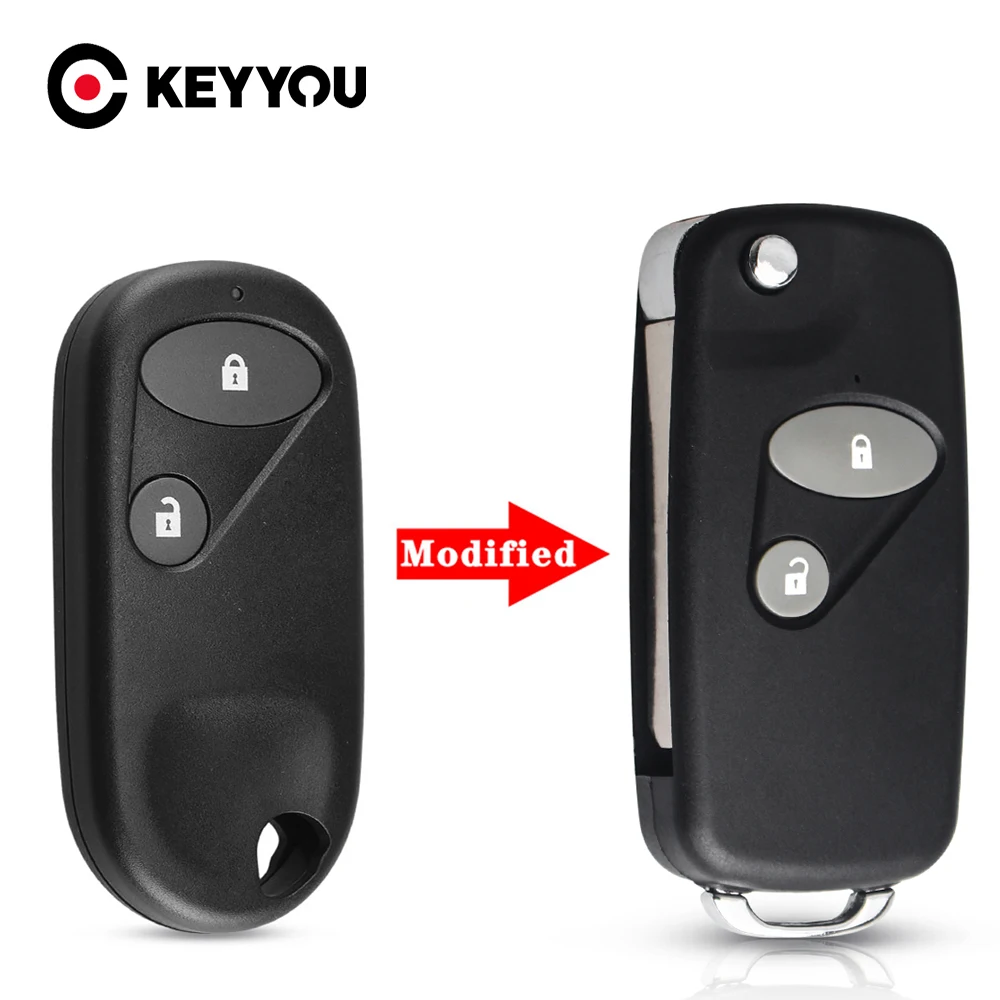 KEYYOU 2 кнопки Складной флип дистанционный ключ-брелок от машины чехол оболочка для