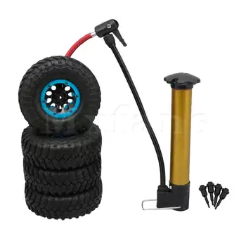 

Mxfans 4x Black 1.9" Wheel 1:10 RC Car Inflatable Tire 114mm Blue Clip 10-hole