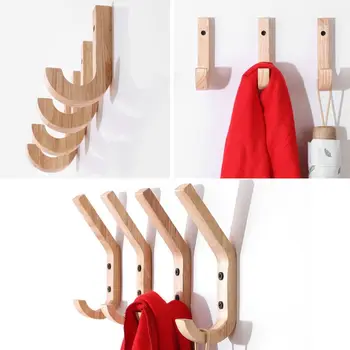 

MH003 Oak Wood Creative Bathroom Hook Rack Wall Mount Multipurpose Hallway 72XD